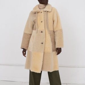MILENA SILVANO Patchwork Sheepskin Coat - Medium - NEW with tags!
